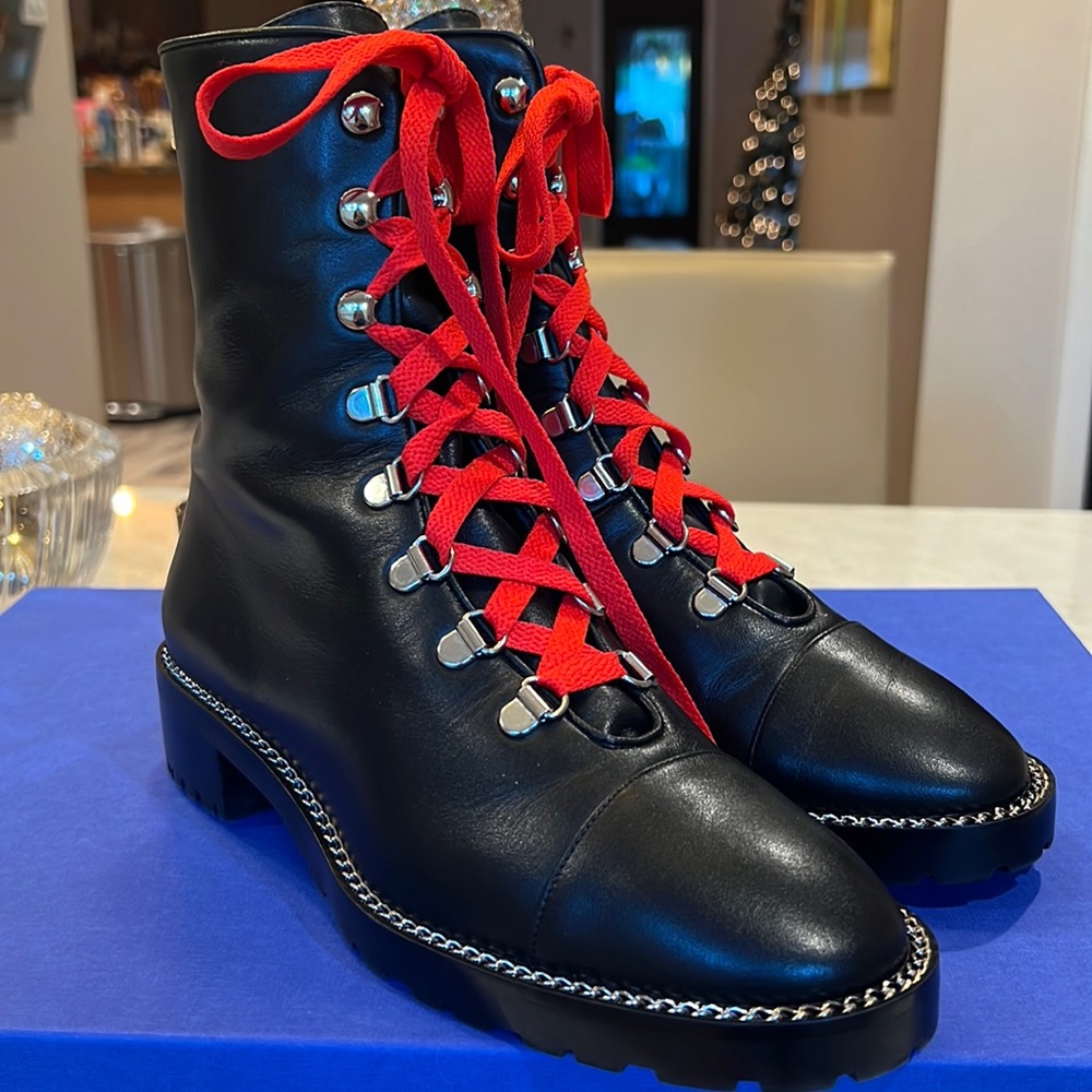Stuart Weitzman black Kolbie combat boots 6.5 (fits 37/7)